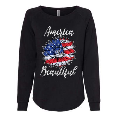 4th Of July Sunflower Flag America Beautiful Stars Stripes Great Gift Womens California Wash Sweatshirt