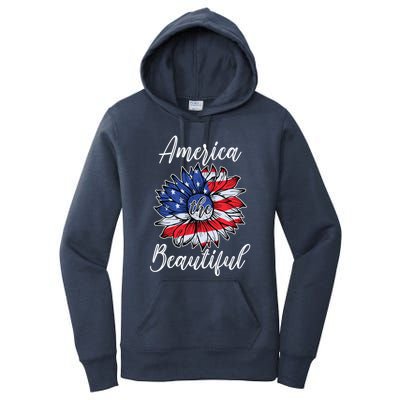 4th Of July Sunflower Flag America Beautiful Stars Stripes Great Gift Women's Pullover Hoodie