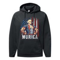 4th Of July Patriotic Funny George Washington July 4th Performance Fleece Hoodie