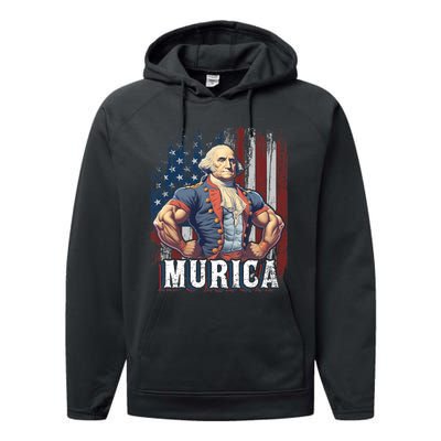 4th Of July Patriotic Funny George Washington July 4th Performance Fleece Hoodie