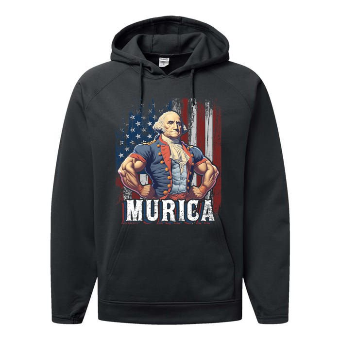 4th Of July Patriotic Funny George Washington July 4th Performance Fleece Hoodie