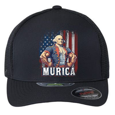 4th Of July Patriotic Funny George Washington July 4th Flexfit Unipanel Trucker Cap