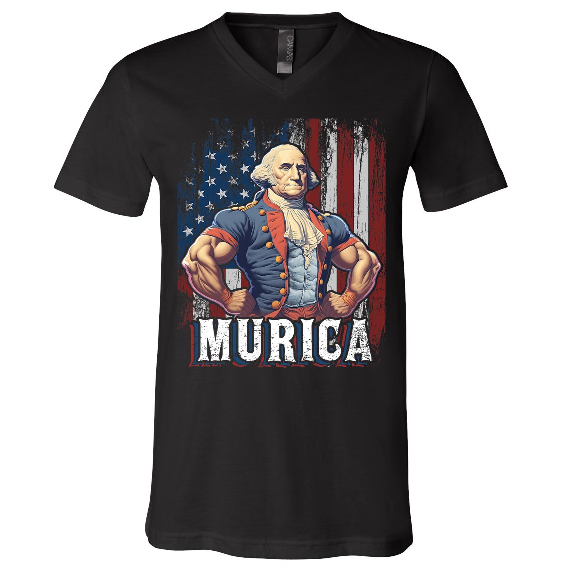4th Of July Patriotic Funny George Washington July 4th V-Neck T-Shirt