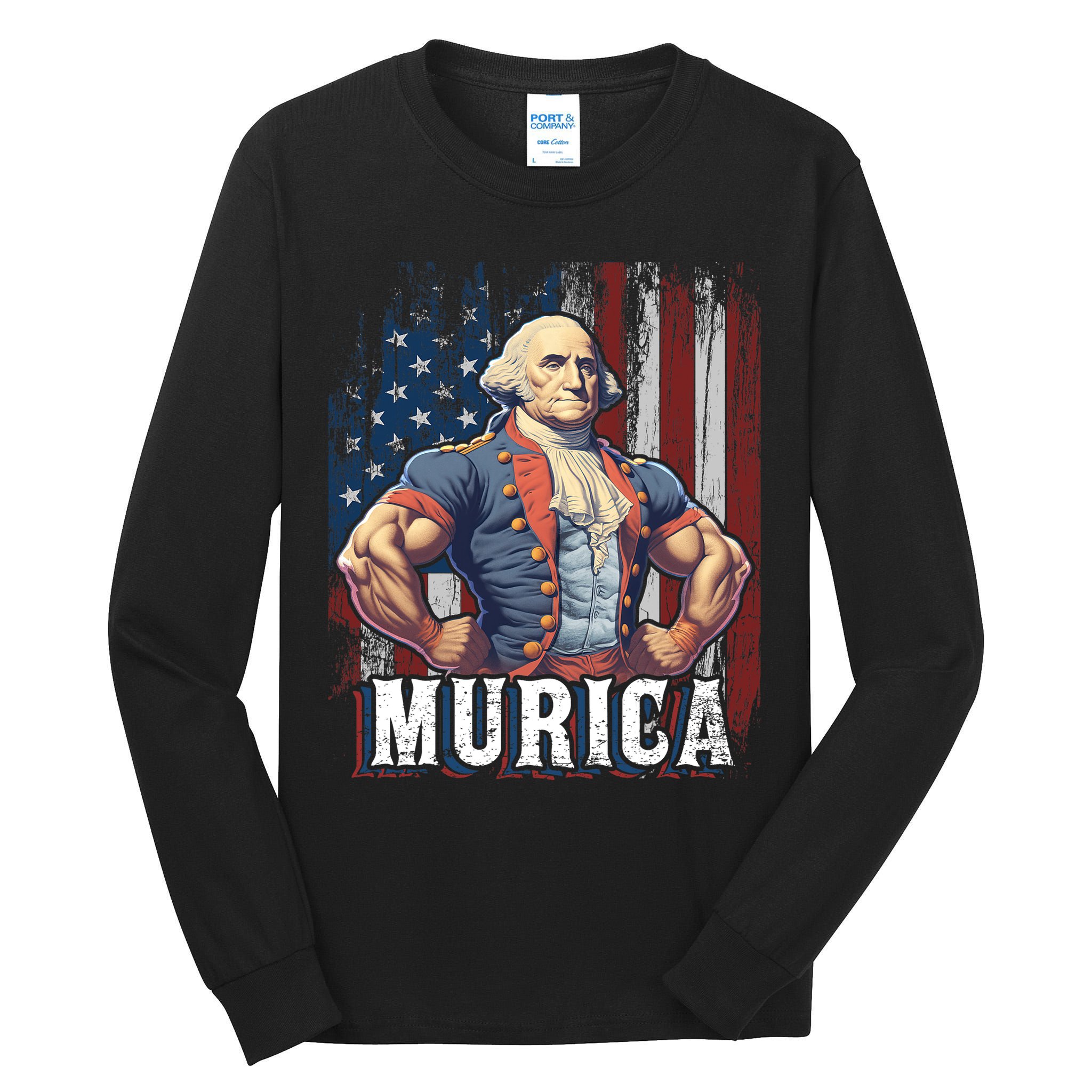 4th Of July Patriotic Funny George Washington July 4th Tall Long Sleeve T-Shirt