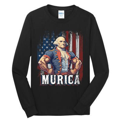 4th Of July Patriotic Funny George Washington July 4th Tall Long Sleeve T-Shirt