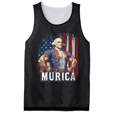 4th Of July Patriotic Funny George Washington July 4th Mesh Reversible Basketball Jersey Tank