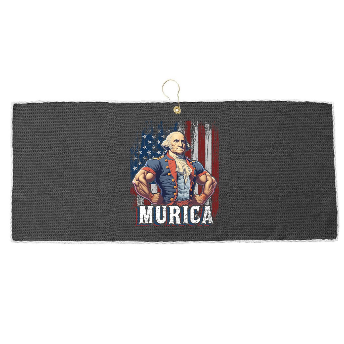 4th Of July Patriotic Funny George Washington July 4th Large Microfiber Waffle Golf Towel