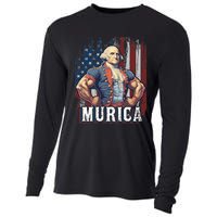 4th Of July Patriotic Funny George Washington July 4th Cooling Performance Long Sleeve Crew