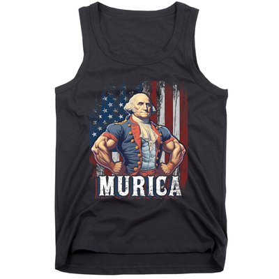 4th Of July Patriotic Funny George Washington July 4th Tank Top