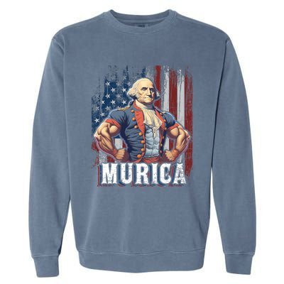 4th Of July Patriotic Funny George Washington July 4th Garment-Dyed Sweatshirt