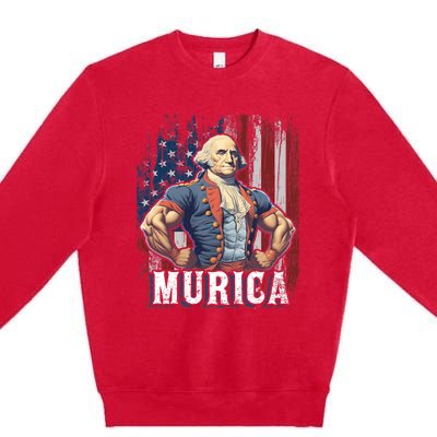 4th Of July Patriotic Funny George Washington July 4th Premium Crewneck Sweatshirt