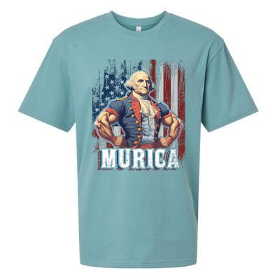 4th Of July Patriotic Funny George Washington July 4th Sueded Cloud Jersey T-Shirt