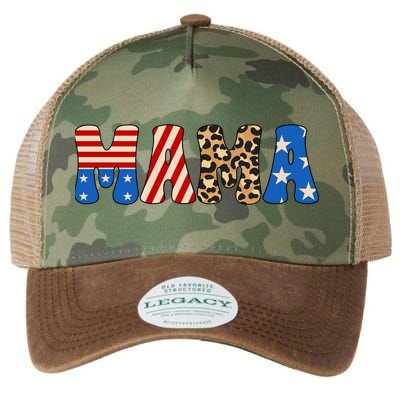 4th Of July American Mama Leopard American Flag American Mom Funny Gift Legacy Tie Dye Trucker Hat