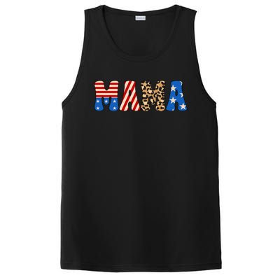 4th Of July American Mama Leopard American Flag American Mom Funny Gift PosiCharge Competitor Tank