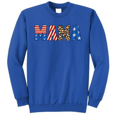 4th Of July American Mama Leopard American Flag American Mom Funny Gift Sweatshirt