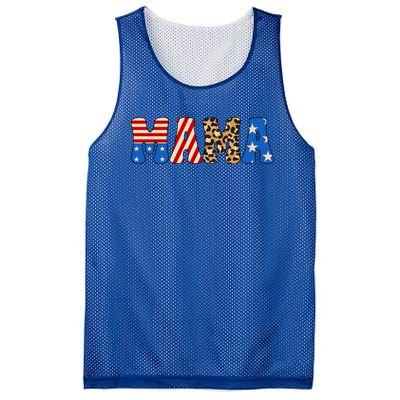 4th Of July American Mama Leopard American Flag American Mom Funny Gift Mesh Reversible Basketball Jersey Tank