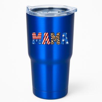 4th Of July American Mama Leopard American Flag American Mom Funny Gift Tumbler