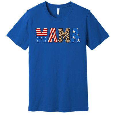 4th Of July American Mama Leopard American Flag American Mom Funny Gift Premium T-Shirt