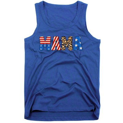 4th Of July American Mama Leopard American Flag American Mom Funny Gift Tank Top