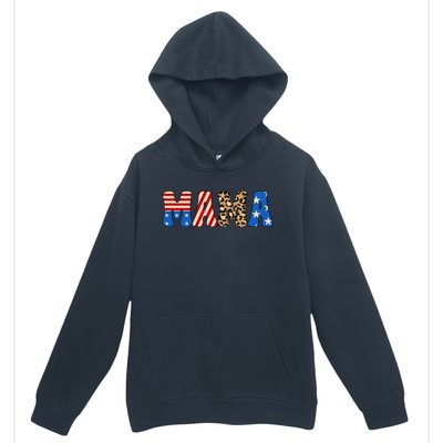 4th Of July American Mama Leopard American Flag American Mom Funny Gift Urban Pullover Hoodie