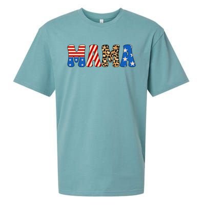 4th Of July American Mama Leopard American Flag American Mom Funny Gift Sueded Cloud Jersey T-Shirt