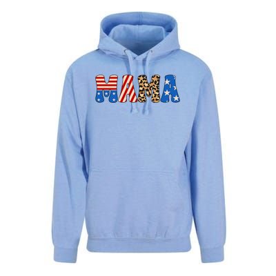 4th Of July American Mama Leopard American Flag American Mom Funny Gift Unisex Surf Hoodie