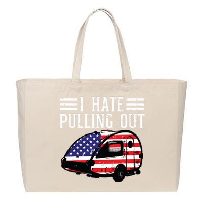 4th Of July Camping Hate Pulling Out America Women Cotton Canvas Jumbo Tote