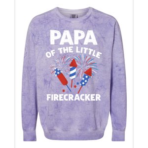 4th Of July Birthday Papa Of The Little Firecracker Funny Gift Colorblast Crewneck Sweatshirt