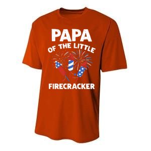 4th Of July Birthday Papa Of The Little Firecracker Funny Gift Performance Sprint T-Shirt