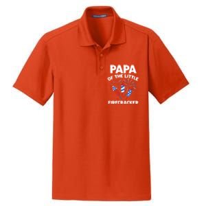 4th Of July Birthday Papa Of The Little Firecracker Funny Gift Dry Zone Grid Polo