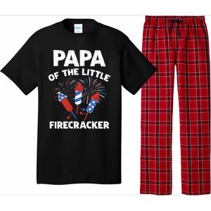 4th Of July Birthday Papa Of The Little Firecracker Funny Gift Pajama Set