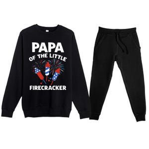 4th Of July Birthday Papa Of The Little Firecracker Funny Gift Premium Crewneck Sweatsuit Set