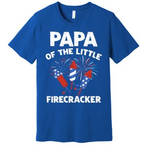 4th Of July Birthday Papa Of The Little Firecracker Funny Gift Premium T-Shirt