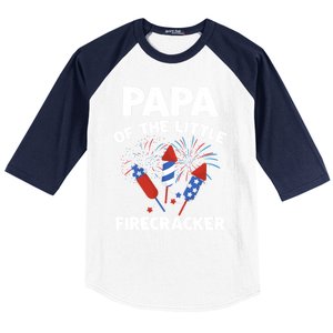 4th Of July Birthday Papa Of The Little Firecracker Funny Gift Baseball Sleeve Shirt