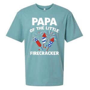 4th Of July Birthday Papa Of The Little Firecracker Funny Gift Sueded Cloud Jersey T-Shirt