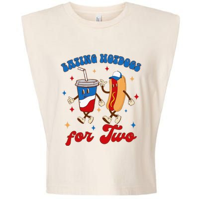 4th Of July Pregnancy Announcement Eating Hotdogs For Two Garment-Dyed Women's Muscle Tee