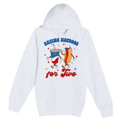 4th Of July Pregnancy Announcement Eating Hotdogs For Two Premium Pullover Hoodie