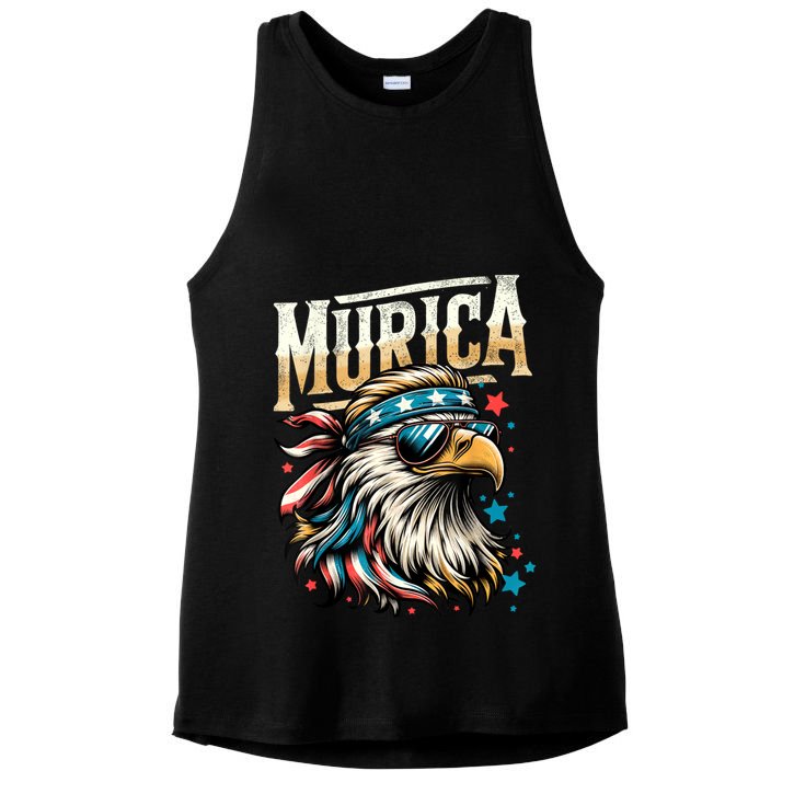 4th Of July Bald Eagle Mullet Murica Usa Usa Merica Ladies PosiCharge Tri-Blend Wicking Tank