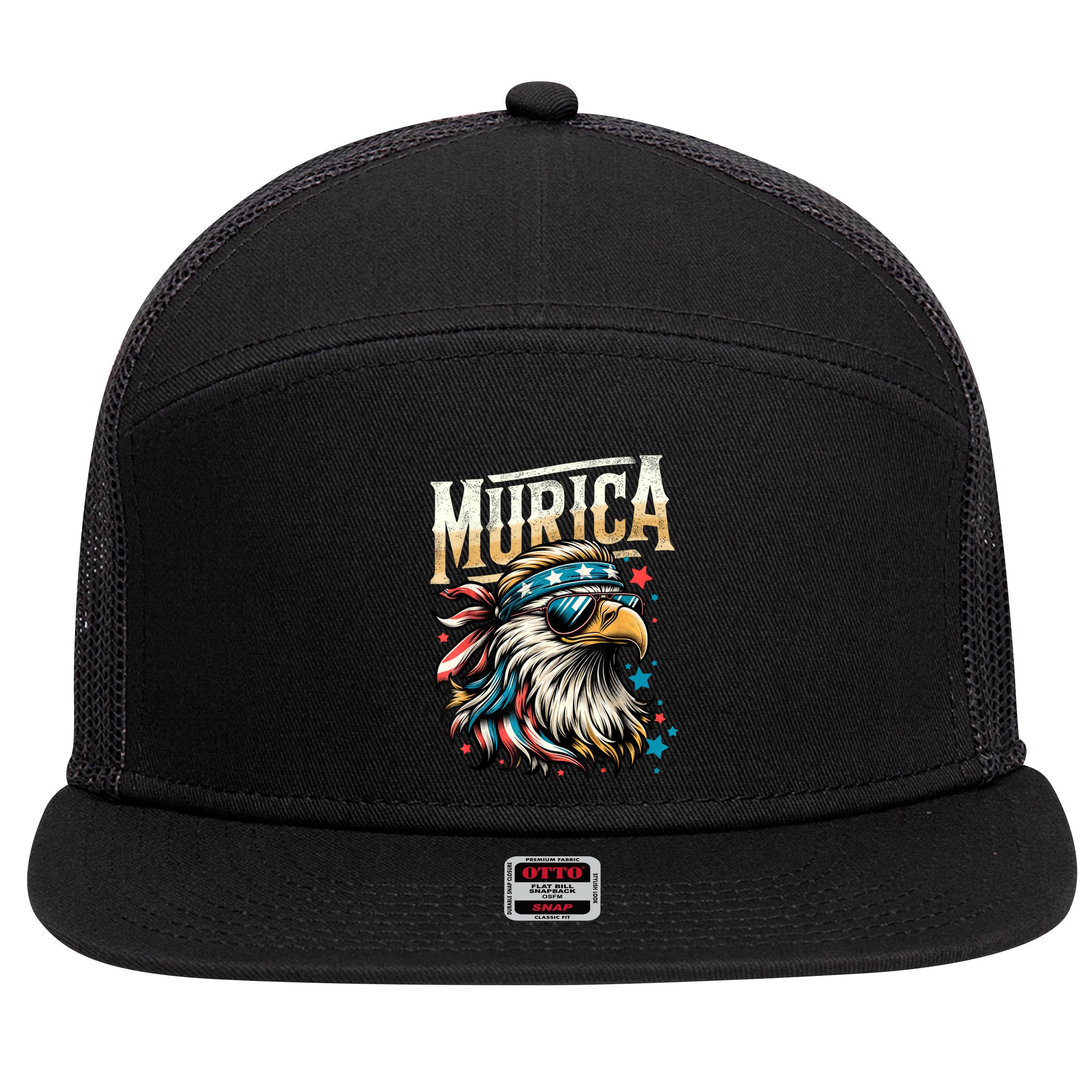 4th Of July Bald Eagle Mullet Murica Usa Usa Merica 7 Panel Mesh Trucker Snapback Hat