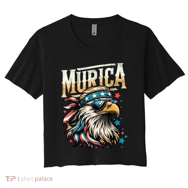 4th Of July Bald Eagle Mullet Murica Usa Usa Merica Crop Top