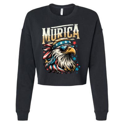 4th Of July Bald Eagle Mullet Murica Usa Usa Merica Cropped Pullover Crew