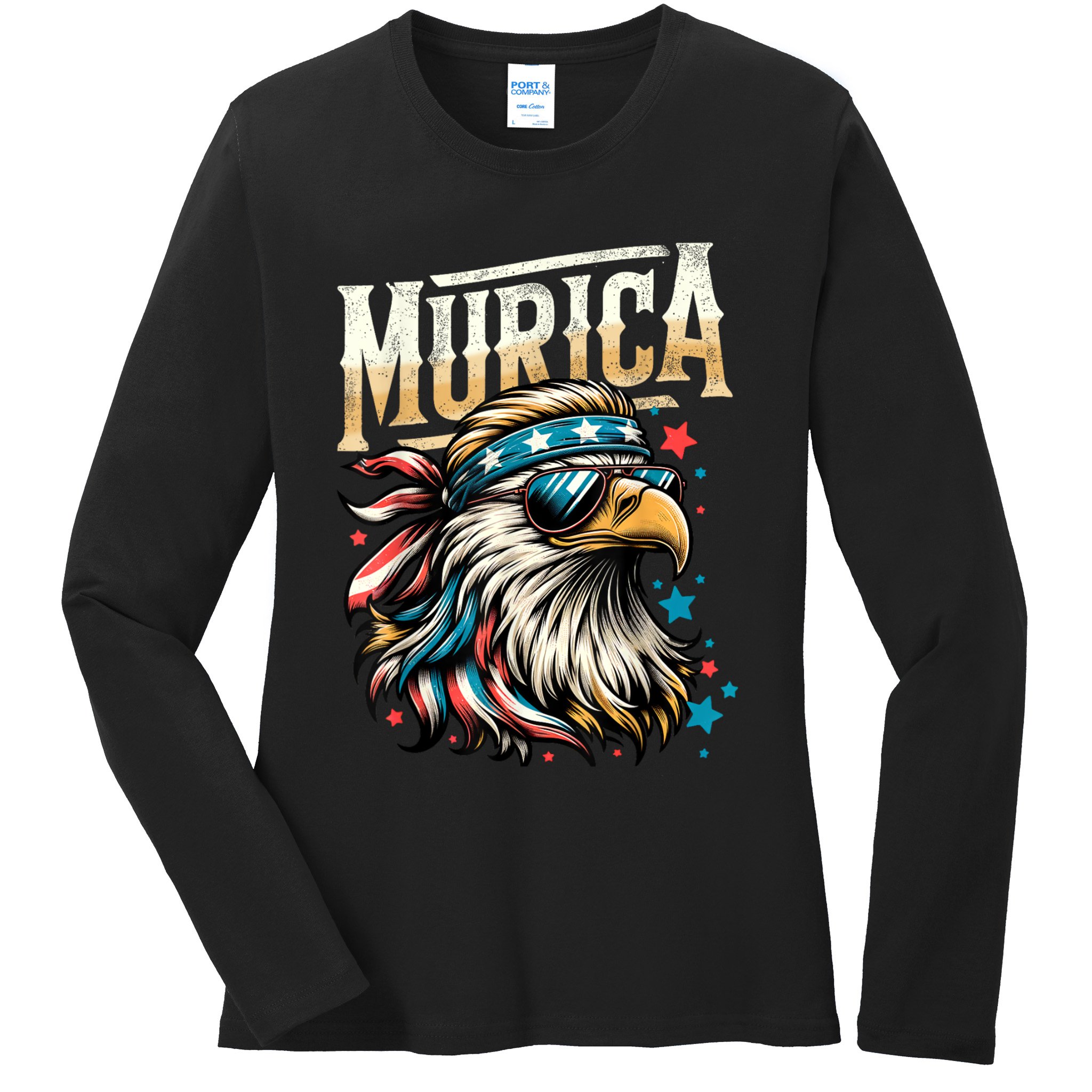 4th Of July Bald Eagle Mullet Murica Usa Usa Merica Ladies Long Sleeve Shirt