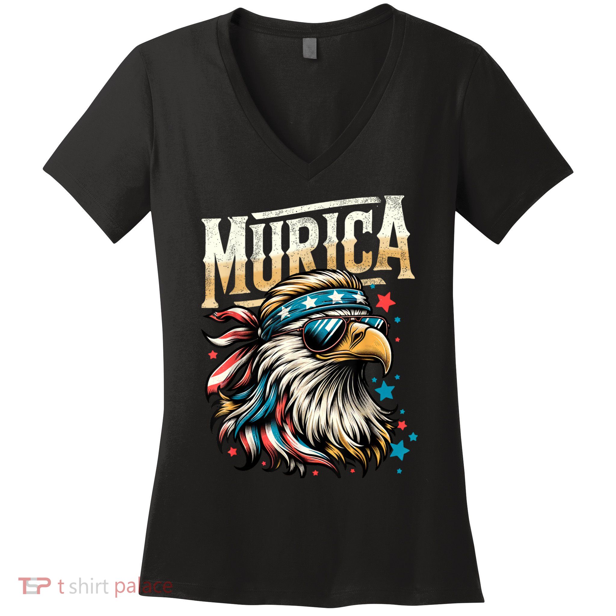4th Of July Bald Eagle Mullet Murica Usa Usa Merica Women's V-Neck T-Shirt