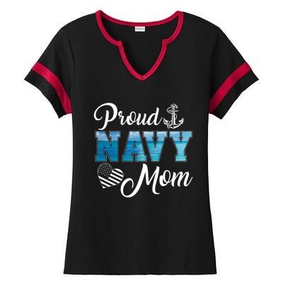 4th Of July Proud Na Vy Mom Sailor Mom Ladies Halftime Notch Neck Tee