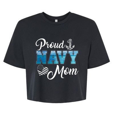 4th Of July Proud Na Vy Mom Sailor Mom Bella+Canvas Jersey Crop Tee