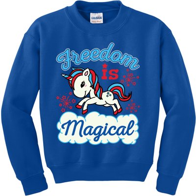 4th Of July Unicorn American Flag Patriotic Freedom Cool Gift Kids Sweatshirt