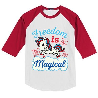 4th Of July Unicorn American Flag Patriotic Freedom Cool Gift Kids Colorblock Raglan Jersey