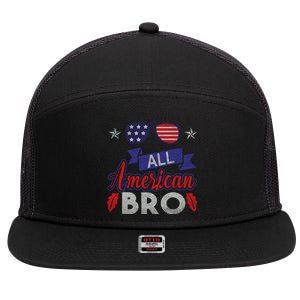 4th Of July All American Bro Family Matching Sunglasses Gift 7 Panel Mesh Trucker Snapback Hat