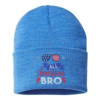 4th Of July All American Bro Family Matching Sunglasses Gift Sustainable Knit Beanie