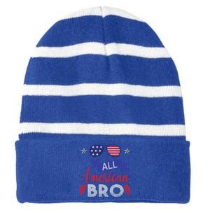 4th Of July All American Bro Family Matching Sunglasses Gift Striped Beanie with Solid Band